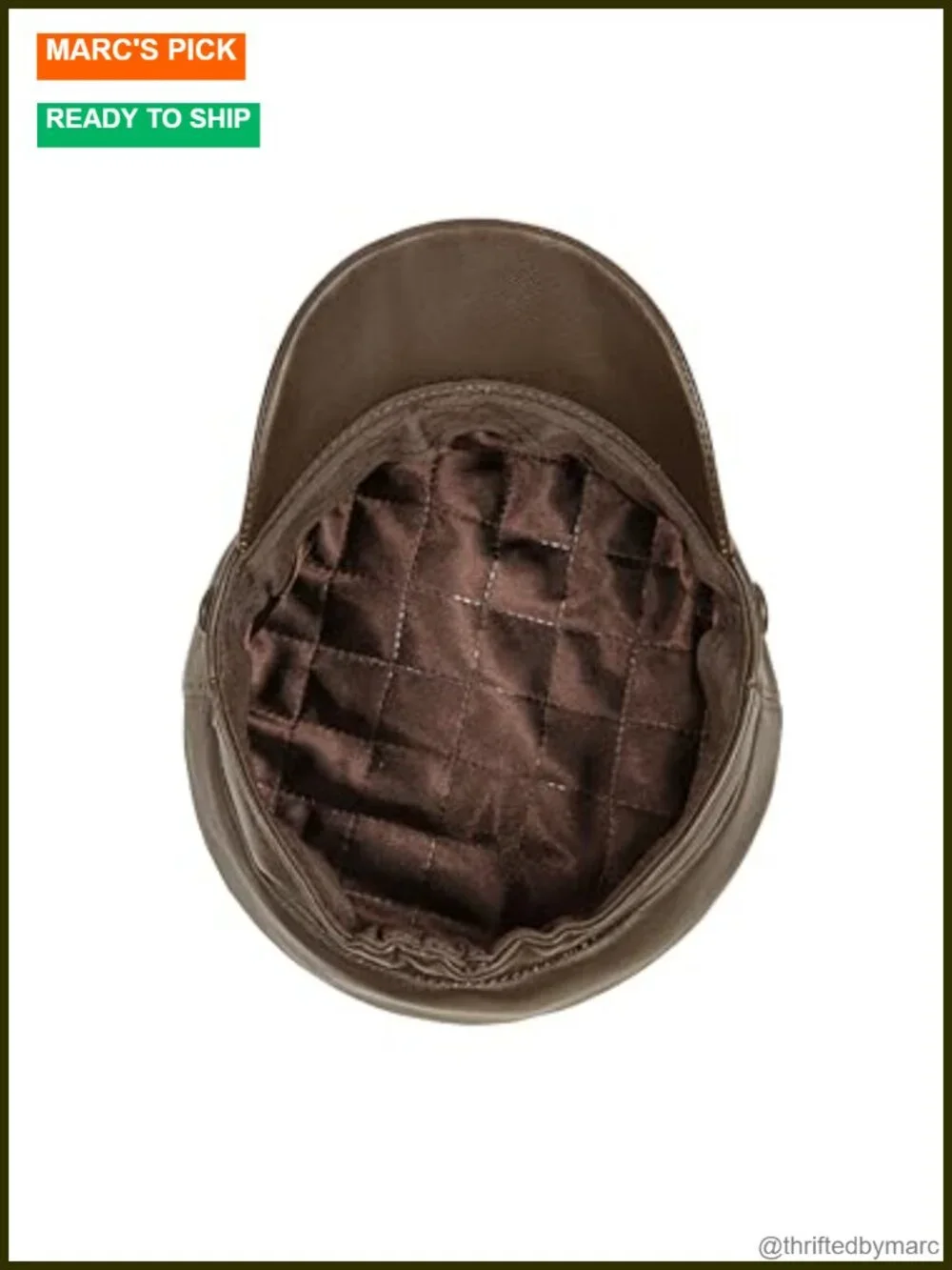 Genuine Leather Newsboy Cap Adjustable One Size Unisex Vintage